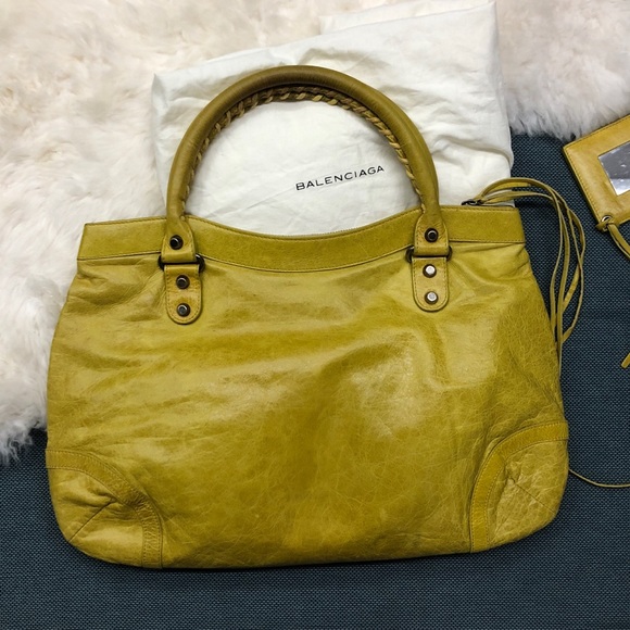 Vintage Balenciaga 2004 Chèvre Purse Bag w PH in Nicole Richie Yellow - Picture 4 of 9